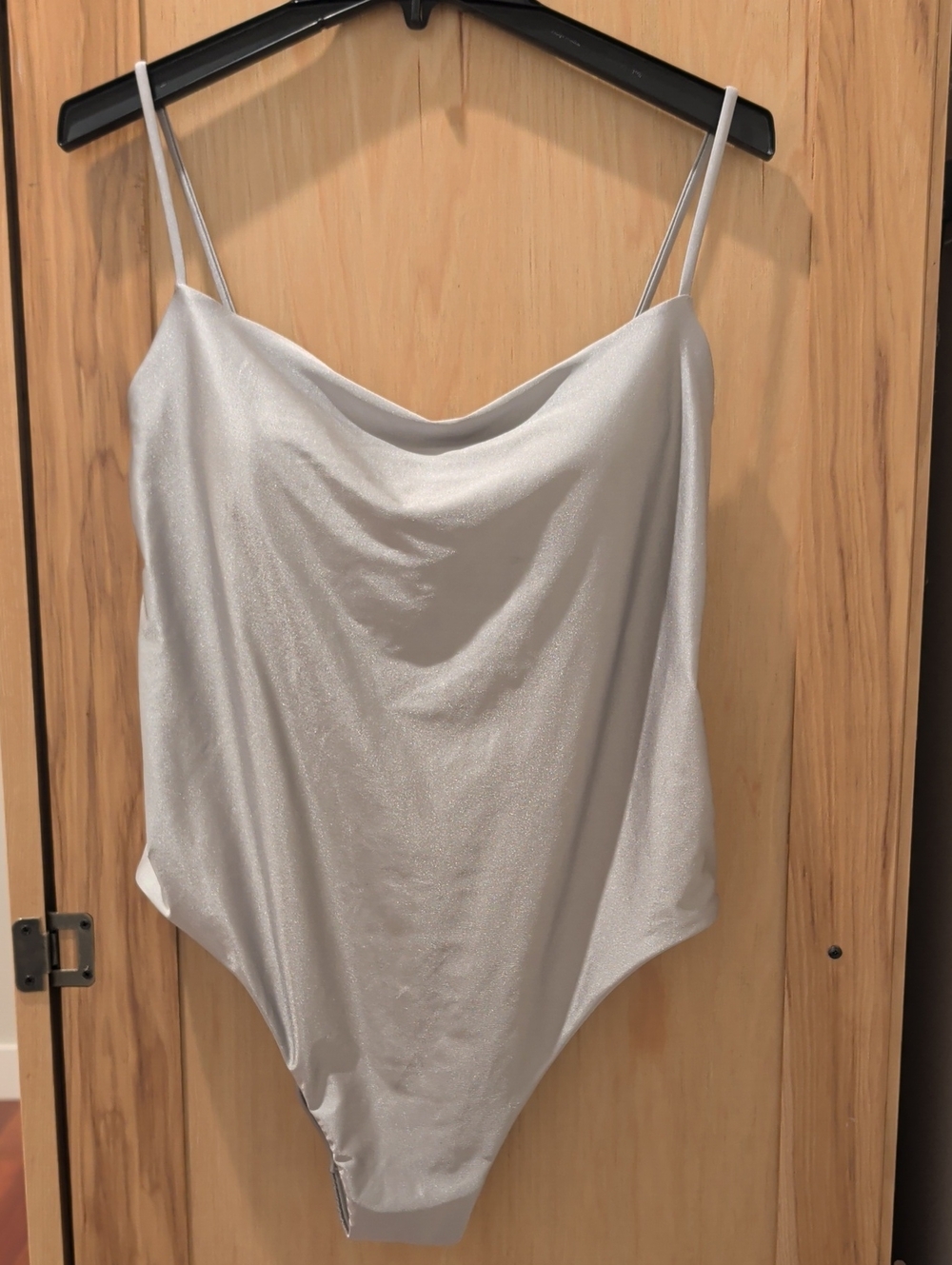 Shade & Shore Silver High Leg Cheeky One Piece Swim Bathing Suit NWT Pool Beach